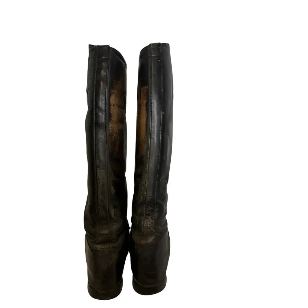 Vintage USA Tall Riding Boots Slim Calf Leather Equestrian 8